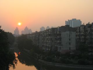 de avond valt over Nanjing