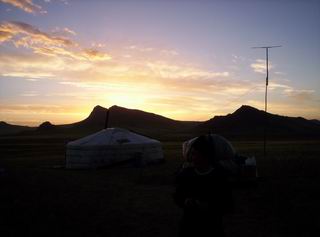 Een zonsondergang in Mongolie vlak voordat we gingen slapen